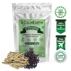 Calm Earth Ashwagandha with Black Pepper Organic Herbal Powder 100% Pure